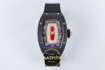 Richard Mille RM07 Ladies Black Ceramic ZF Red Dial on ZF Factory 31.5mmx12mm Kadran İndeks ve İbre Detay Yakın Çekim Super Clone — Kadran ve Bezel Görünümü