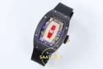 Richard Mille RM07 Ladies Black Ceramic ZF Red Dial on ZF Factory 31.5mmx12mm Sağ 45 Derece Çapraz Kasa ve Kurma Tepesi Profili — Kadran ve Bezel Görünümü