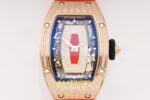 Richard Mille RM07 Ladies RG Diamonds Bezel ZF Red Diamonds ZF Factory 31.5mmx12mm Sol 45 Derece Çapraz Kasa ve Bezel Profili — Kadran ve Bezel Görünümü