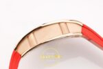 Richard Mille RM07 Ladies RG Diamonds Bezel ZF Red Diamonds ZF Factory 31.5mmx12mm Sol Yan Kasa Kalınlık ve Fırçalanmış Yüzey — Kadran ve Bezel Görünümü
