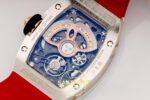 Richard Mille RM07 Ladies SS Diamonds Bezel ZF Red Diamonds ZF Factory 31.5mmx12mm Arka Kapak Gravür ve Super Clone Mekanizma — Kadran ve Bezel Görünümü
