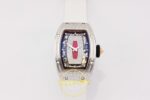 Richard Mille RM07 Ladies SS Diamonds Bezel ZF Red Diamonds ZF Factory 31.5mmx12mm Kadran İndeks ve İbre Detay Yakın Çekim Super — Kadran ve Bezel Görünümü