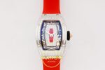Richard Mille RM07 Ladies SS Diamonds Bezel ZF Red Diamonds ZF Factory 31.5mmx12mm Kadran İndeks ve İbre Detay Yakın Çekim Super — Kadran ve Bezel Görünümü