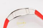 Richard Mille RM07 Ladies SS Diamonds Bezel ZF Red Diamonds ZF Factory 31.5mmx12mm Sol Yan Kasa Kalınlık ve Fırçalanmış Yüzey — Kadran ve Bezel Görünümü