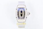 Richard Mille RM07 Ladies White Ceramic Diamonds Bezel ZF Black ZF Factory 31.5mmx12mm Kadran İndeks ve İbre Detay Yakın Çekim — Kadran ve Bezel Görünümü