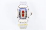 Richard Mille RM07 Ladies White Ceramic Diamonds Bezel ZF Red ZF Factory 31.5mmx12mm Ön Cephe Kadran ve Kasa Görünümü Super Clone — Kadran ve Bezel Görünümü