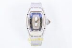 Richard Mille RM07 Ladies White Ceramic Diamonds Bezel ZF White ZF Factory 31.5mmx12mm Ön Cephe Kadran ve Kasa Görünümü Super — Kadran ve Bezel Görünümü