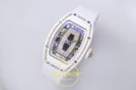 Richard Mille RM07 Ladies White Ceramic Diamonds Bezel ZF Black ZF Factory 31.5mmx12mm Sağ 45 Derece Çapraz Kasa ve Kurma Tepesi — Kadran ve Bezel Görünümü