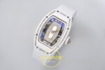 Richard Mille RM07 Ladies White Ceramic Diamonds Bezel ZF White ZF Factory 31.5mmx12mm Sağ 45 Derece Çapraz Kasa ve Kurma Tepesi — Kadran ve Bezel Görünümü