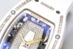 Richard Mille RM07 Ladies White Ceramic Diamonds Bezel ZF White ZF Factory 31.5mmx12mm Sol Yan Kasa Kalınlık ve Fırçalanmış Yüzey — Kadran ve Bezel Görünümü