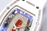 Richard Mille RM07 Ladies White Ceramic Diamonds Bezel ZF Red ZF Factory 31.5mmx12mm Yatay Kasa, Bezel ve Kordon Bütünlüğü Super — Kadran ve Bezel Görünümü