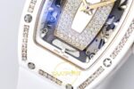 Richard Mille RM07 Ladies White Ceramic Diamonds Bezel ZF White ZF Factory 31.5mmx12mm Yatay Kasa, Bezel ve Kordon Bütünlüğü — Kadran ve Bezel Görünümü