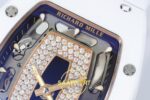 Richard Mille RM07 Ladies White Ceramic ZF Black Dial on ZF Factory 31.5mmx12mm Yatay Kasa, Bezel ve Kordon Bütünlüğü Super Clone — Kadran ve Bezel Görünümü
