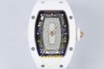 Richard Mille RM07 Ladies White Ceramic ZF White Dial on ZF Factory 31.5mmx12mm Sağ 45 Derece Çapraz Kasa ve Kurma Tepesi Profili — Kadran ve Bezel Görünümü