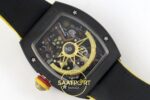 Richard Mille RM88 Tourbillon Smiley Black Ceramic RMF on Yellow ZF Factory 41mmx17mm Arka Kapak Gravür ve Super Clone Mekanizma — Kadran ve Bezel Görünümü