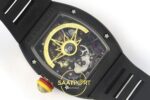 Richard Mille RM88 Tourbillon Smiley Black Ceramic RMF on Black ZF Factory 41mmx17mm Arka Kapak Gravür ve Super Clone Mekanizma — Kadran ve Bezel Görünümü
