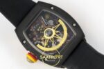 Richard Mille RM88 Tourbillon Smiley Black Ceramic RMF on Black ZF Factory 41mmx17mm Arka Kapak Gravür ve Super Clone Mekanizma — Kadran ve Bezel Görünümü