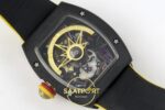Richard Mille RM88 Tourbillon Smiley Black Ceramic RMF on Yellow ZF Factory 41mmx17mm Orijinal Toka Kilidi ve Kordon İç Detayı — Kadran ve Bezel Görünümü
