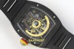 Richard Mille RM88 Tourbillon Smiley Black Ceramic RMF on Black ZF Factory 41mmx17mm Orijinal Toka Kilidi ve Kordon İç Detayı — Kadran ve Bezel Görünümü