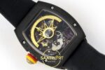 Richard Mille RM88 Tourbillon Smiley Black Ceramic RMF on Black ZF Factory 41mmx17mm Orijinal Toka Kilidi ve Kordon İç Detayı — Kadran ve Bezel Görünümü