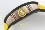 Richard Mille RM88 Tourbillon Smiley Black Ceramic RMF on Yellow ZF Factory 41mmx17mm Sağ Yan Kurma Tepesi ve Kasa Koruma Detayı — Kadran ve Bezel Görünümü