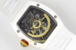 Richard Mille RM88 Tourbillon Smiley White Ceramic RMF on White ZF Factory 41mmx17mm Arka Kapak Gravür ve Super Clone Mekanizma — Kadran ve Bezel Görünümü