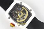 Richard Mille RM88 Tourbillon Smiley White Ceramic RMF on White ZF Factory 41mmx17mm Arka Kapak Gravür ve Super Clone Mekanizma — Kadran ve Bezel Görünümü