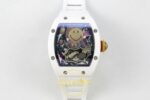 Richard Mille RM88 Tourbillon Smiley White Ceramic RMF on White ZF Factory 41mmx17mm Kadran İndeks ve İbre Detay Yakın Çekim — Kadran ve Bezel Görünümü