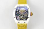 Richard Mille RM88 Tourbillon Smiley White Ceramic RMF on Yellow ZF Factory 41mmx17mm Kadran İndeks ve İbre Detay Yakın Çekim — Kadran ve Bezel Görünümü