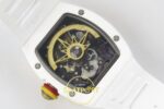 Richard Mille RM88 Tourbillon Smiley White Ceramic RMF on White ZF Factory 41mmx17mm Orijinal Toka Kilidi ve Kordon İç Detayı — Kadran ve Bezel Görünümü