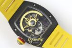Richard Mille RM88 Tourbillon Smiley White Ceramic RMF on Yellow ZF Factory 41mmx17mm Orijinal Toka Kilidi ve Kordon İç Detayı — Kadran ve Bezel Görünümü