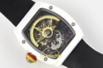 Richard Mille RM88 Tourbillon Smiley White Ceramic RMF on White ZF Factory 41mmx17mm Orijinal Toka Kilidi ve Kordon İç Detayı — Kadran ve Bezel Görünümü