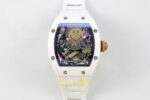 Richard Mille RM88 Tourbillon Smiley White Ceramic RMF on White ZF Factory 41mmx17mm Ön Cephe Kadran ve Kasa Görünümü Super Clone — Kadran ve Bezel Görünümü