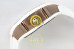 Richard Mille RM88 Tourbillon Smiley White Ceramic RMF on White ZF Factory 41mmx17mm Sağ Yan Kurma Tepesi ve Kasa Koruma Detayı — Kadran ve Bezel Görünümü