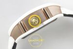 Richard Mille RM88 Tourbillon Smiley White Ceramic RMF on White ZF Factory 41mmx17mm Sağ Yan Kurma Tepesi ve Kasa Koruma Detayı — Kadran ve Bezel Görünümü