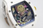 Richard Mille RM88 Tourbillon Smiley White Ceramic RMF on White ZF Factory 41mmx17mm Sol 45 Derece Çapraz Kasa ve Bezel Profili — Kadran ve Bezel Görünümü