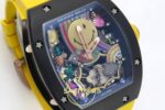 Richard Mille RM88 Tourbillon Smiley White Ceramic RMF on Yellow ZF Factory 41mmx17mm Sol 45 Derece Çapraz Kasa ve Bezel Profili — Kadran ve Bezel Görünümü