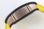 Richard Mille RM88 Tourbillon Smiley White Ceramic RMF on Yellow ZF Factory 41mmx17mm Sol Yan Kasa Kalınlık ve Fırçalanmış Yüzey — Kadran ve Bezel Görünümü