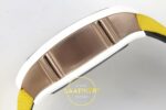 Richard Mille RM88 Tourbillon Smiley White Ceramic RMF on Yellow ZF Factory 41mmx17mm Sol Yan Kasa Kalınlık ve Fırçalanmış Yüzey — Kadran ve Bezel Görünümü