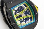 Richard Mille ZGF Custom Made RM061 Black Ceramic Green Inner ZF Factory 43mmx15mm Sol 45 Derece Çapraz Kasa ve Bezel Profili — Kadran ve Bezel Görünümü