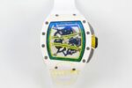 Richard Mille ZGF Custom Made RM061 White Ceramic with Titanium ZF Factory 43mmx15mm Kadran İndeks ve İbre Detay Yakın Çekim — Kadran ve Bezel Görünümü