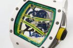 Richard Mille ZGF Custom Made RM061 White Ceramic with Titanium ZF Factory 43mmx15mm Sağ 45 Derece Çapraz Kasa ve Kurma Tepesi — Kadran ve Bezel Görünümü