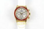 Rolex Daytona 116578SACO “Orange Sapphire” SONIC White Dial on SONIC Factory 40mmx12.5mm Kadran İndeks ve İbre Detay Yakın Çekim — Kadran ve Bezel Görünümü