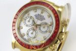 Rolex Daytona 116578SACO “Orange Sapphire” SONIC White Dial on SONIC Factory 40mmx12.5mm Sağ 45 Derece Çapraz Kasa ve Kurma — Kadran ve Bezel Görünümü