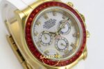 Rolex Daytona 116578SACO “Orange Sapphire” SONIC White Dial on SONIC Factory 40mmx12.5mm Sol 45 Derece Çapraz Kasa ve Bezel — Kadran ve Bezel Görünümü