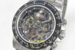 Rolex Daytona Montoya SONIC Carbon Bezel Skeleton Dial on SONIC Factory 40mmx12.2mm Sağ 45 Derece Çapraz Kasa ve Kurma Tepesi — Kadran ve Bezel Görünümü