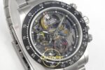 Rolex Daytona Montoya SONIC Carbon Bezel Skeleton Dial on SONIC Factory 40mmx12.2mm Sol 45 Derece Çapraz Kasa ve Bezel Profili — Kadran ve Bezel Görünümü