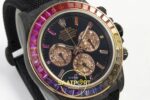 Rolex Daytona SONIC Black Ceramic Case Black Rainbow Dial SONIC Factory 40mmx12.5mm Sol 45 Derece Çapraz Kasa ve Bezel Profili — Kadran ve Bezel Görünümü
