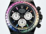 Rolex Daytona SONIC RXF Colored diamond bezel Black dial SONIC Factory 40mmx12.5mm Kadran İndeks ve İbre Detay Yakın Çekim Super — Kadran ve Bezel Görünümü