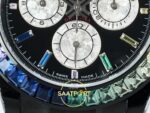 Rolex Daytona SONIC RXF Colored diamond bezel Black dial SONIC Factory 40mmx12.5mm Sol Yan Kasa Kalınlık ve Fırçalanmış Yüzey — Kadran ve Bezel Görünümü